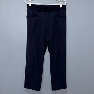 T by Talbots Athletic Pants Wm M Navy Flannel lined Polyester Joggers Active